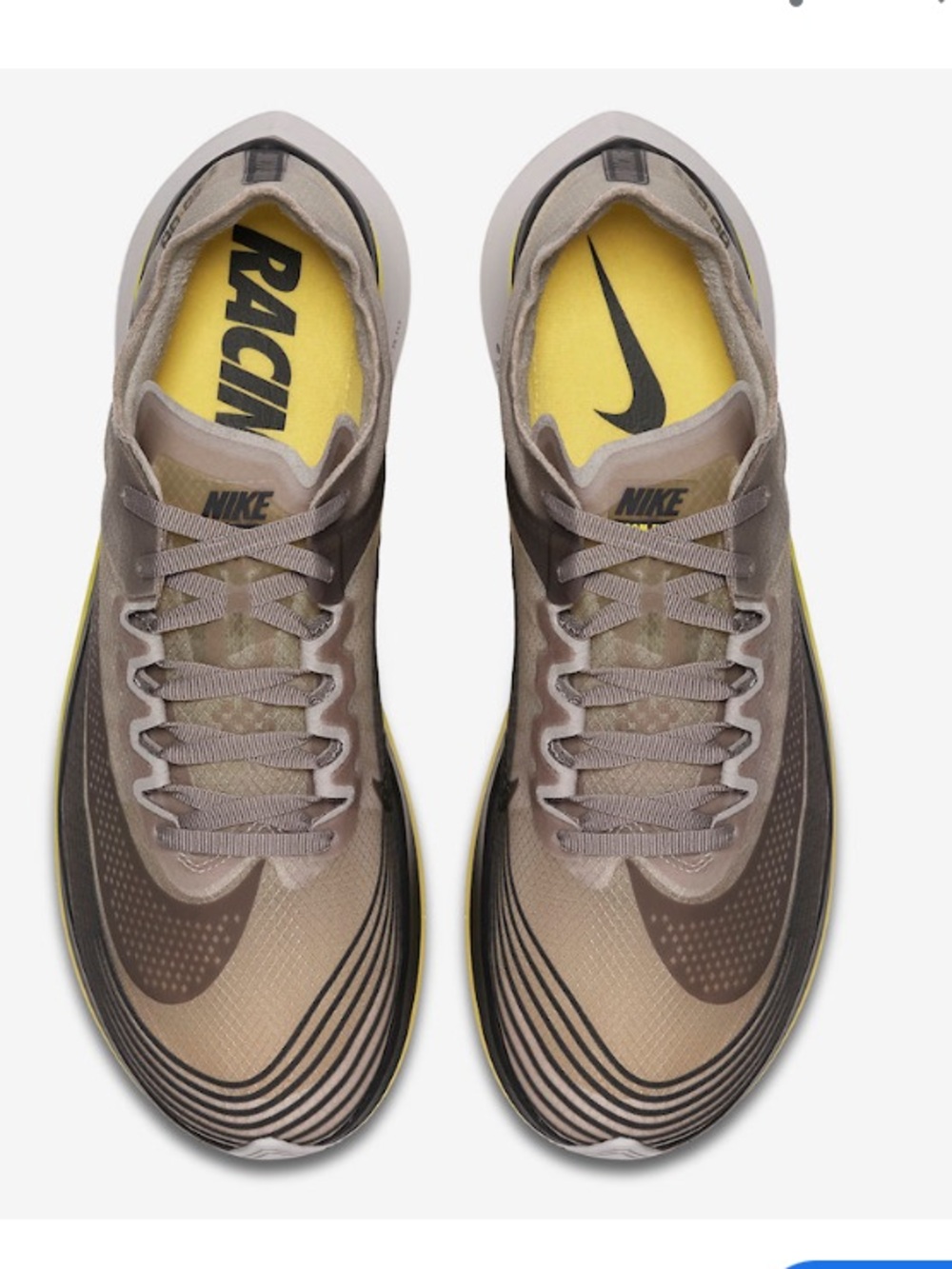Nike zoom Men's Racing Sneakers in Sepia Brown and Yellow